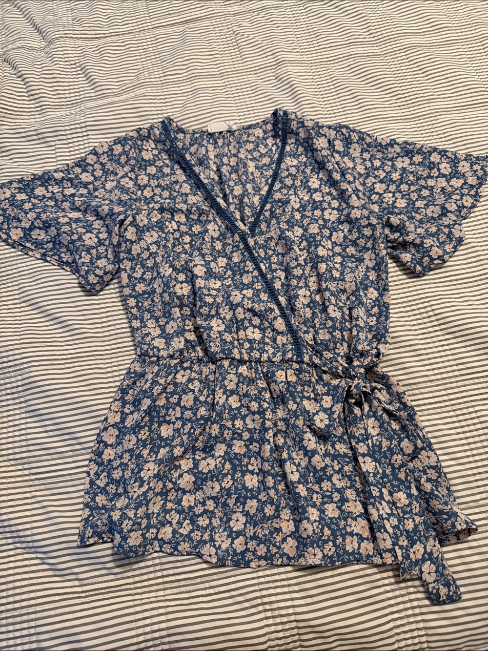 Sienna Sky Navy Blue Floral Wrap Top